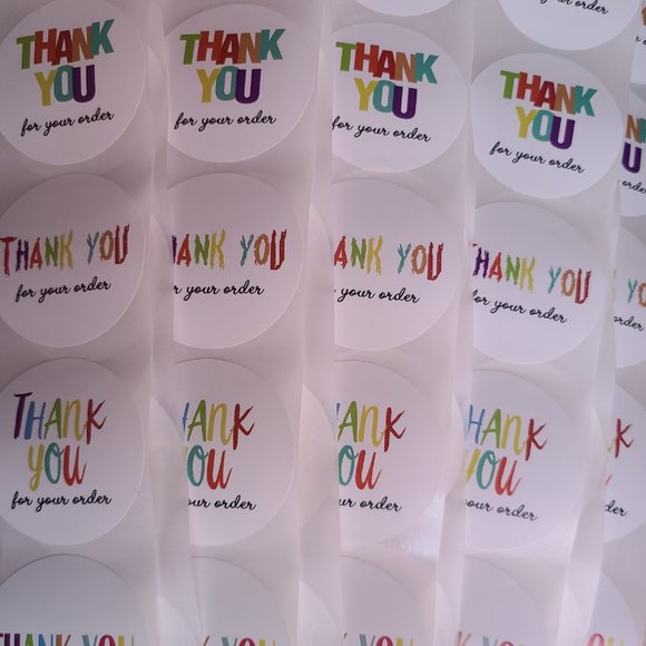 100 THANK YOU FOR YOUR ORDER Stickers 4 Designs 2" - Picture 3 of 7